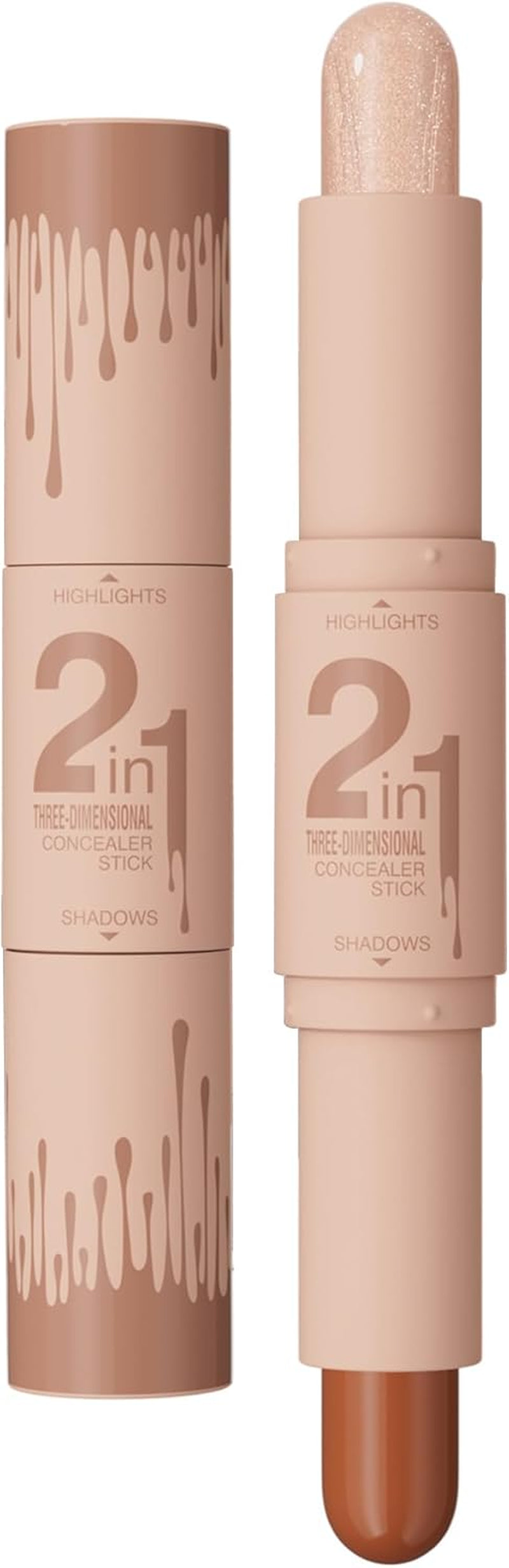 Double Head Highlighter Stick Stereoscopic Brightening Face Modifier Shadow 2In1 Pen (#04 Pearl White + Dark Brown, 4Ml)