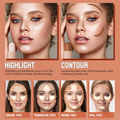 Double Head Highlighter Stick Stereoscopic Brightening Face Modifier Shadow 2In1 Pen (#04 Pearl White + Dark Brown, 4Ml)